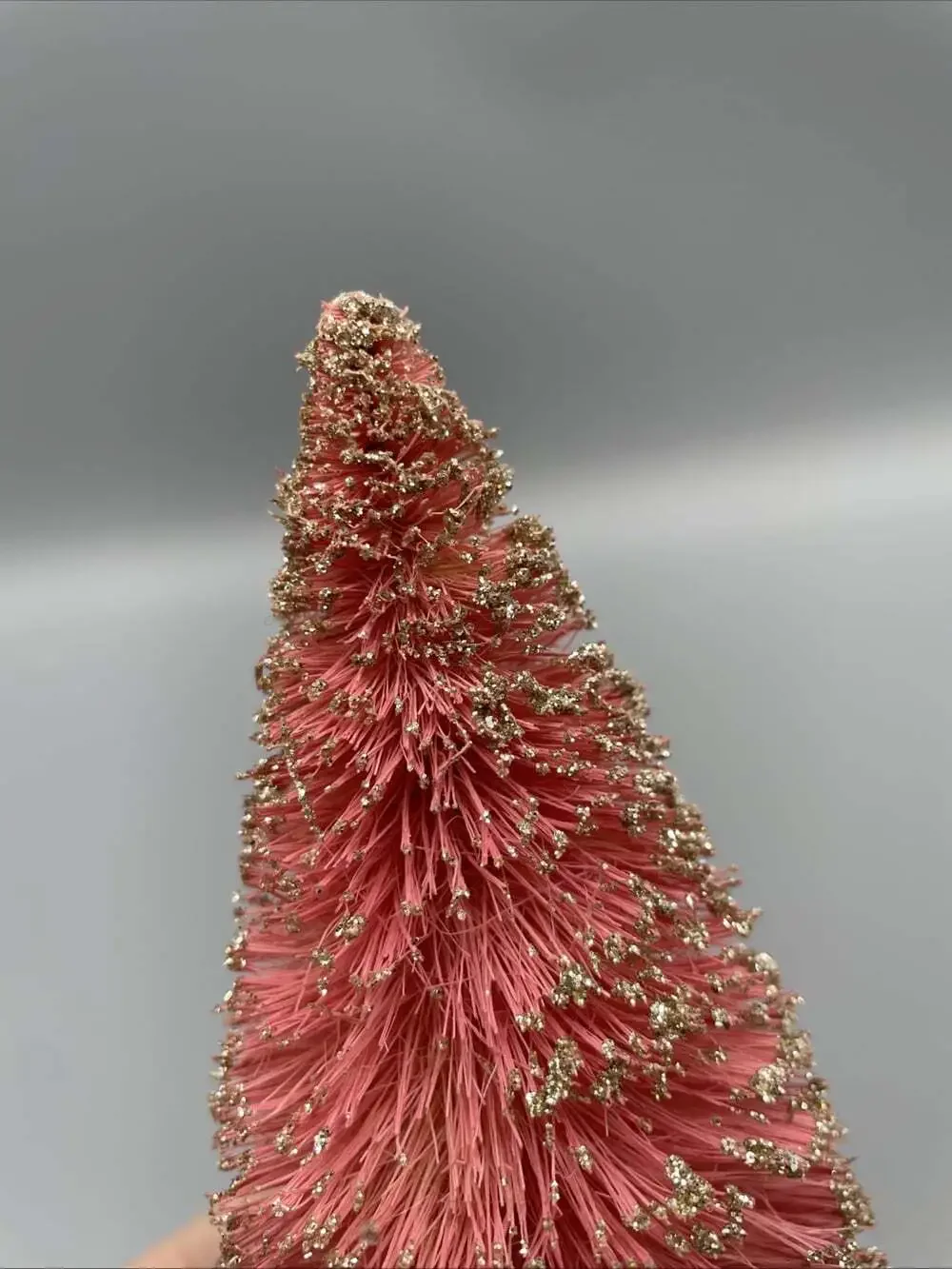 Vintage Pink Ombré Bottle Brush Christmas Tree 10” Glitter MCM Holiday